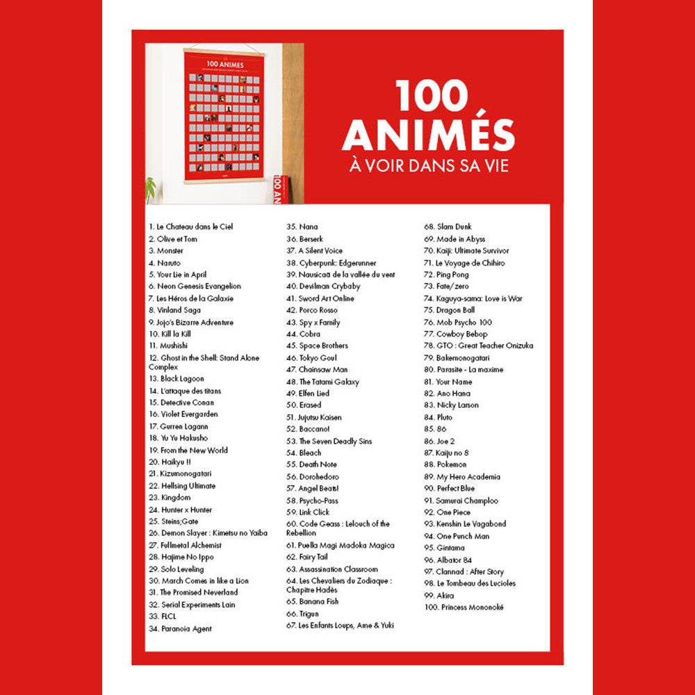 Poster à Gratter 100 Animes à Voir dans sa Vie - Poster à Gratter
