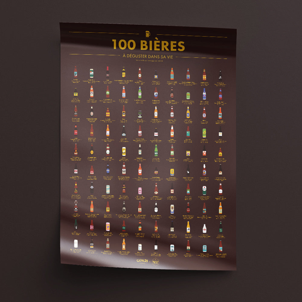 Poster à Gratter 100 Bières à Déguster dans sa Vie - Poster à Gratter