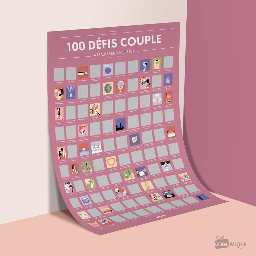 Poster à Gratter 100 Défis Couple à Faire en Amoureux - Poster à Gratter