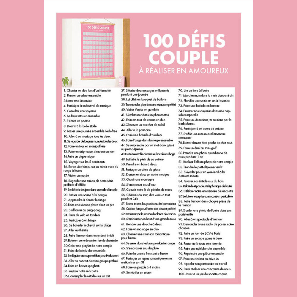 Poster à Gratter 100 Défis Couple à Faire en Amoureux - Poster à Gratter