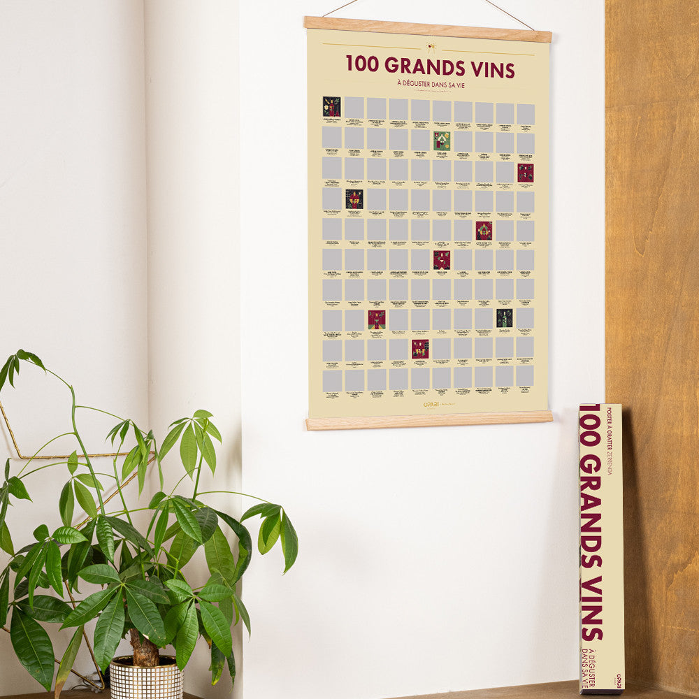 Poster à Gratter 100 Grands Vins à Déguster dans sa Vie - Jeux Sur le Vin