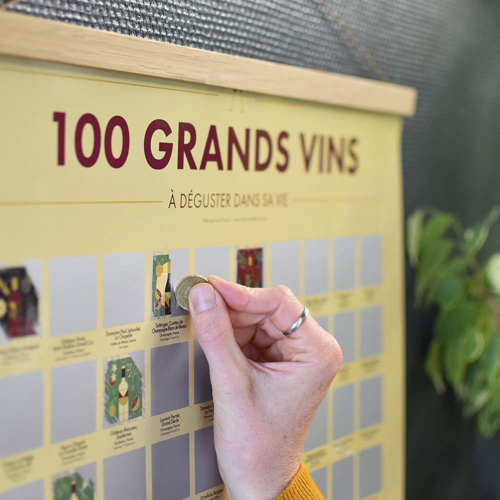 Poster à Gratter 100 Grands Vins à Déguster dans sa Vie - Jeux Sur le Vin