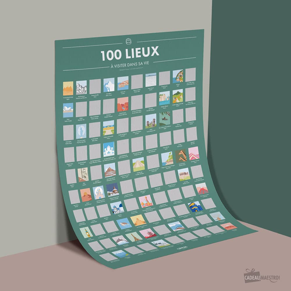 Poster à Gratter 100 Lieux à Visiter dans sa Vie - Poster à Gratter