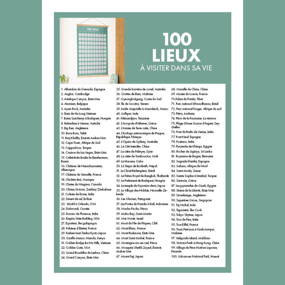 Poster à Gratter 100 Lieux à Visiter dans sa Vie - Poster à Gratter