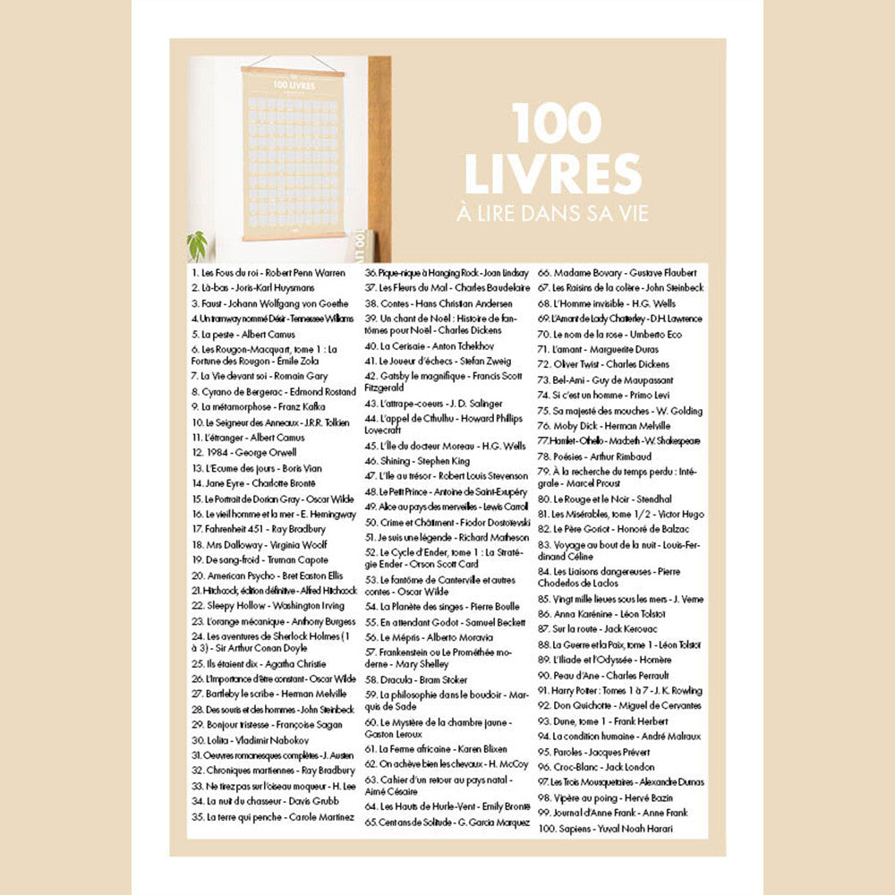 Poster à Gratter 100 Livres à Lire dans sa Vie - Poster à Gratter