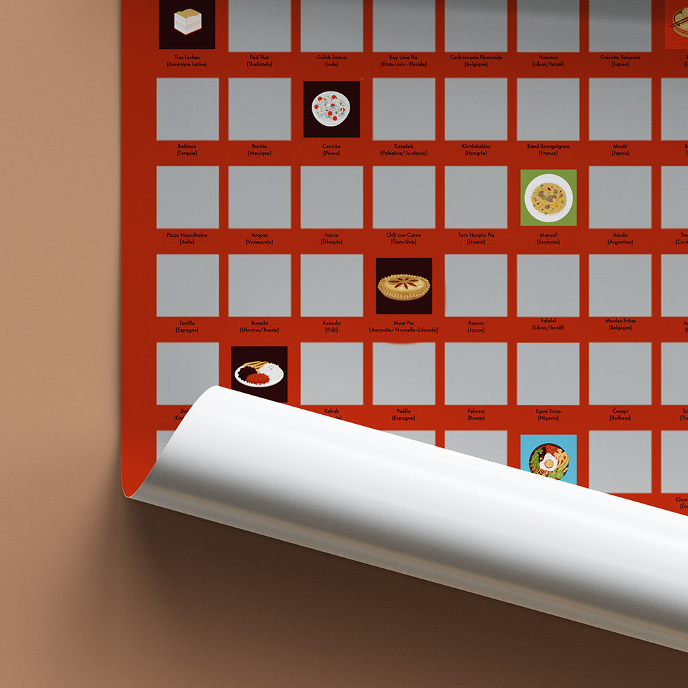 Poster à Gratter 100 Plats à Goûter dans sa Vie - Poster à Gratter