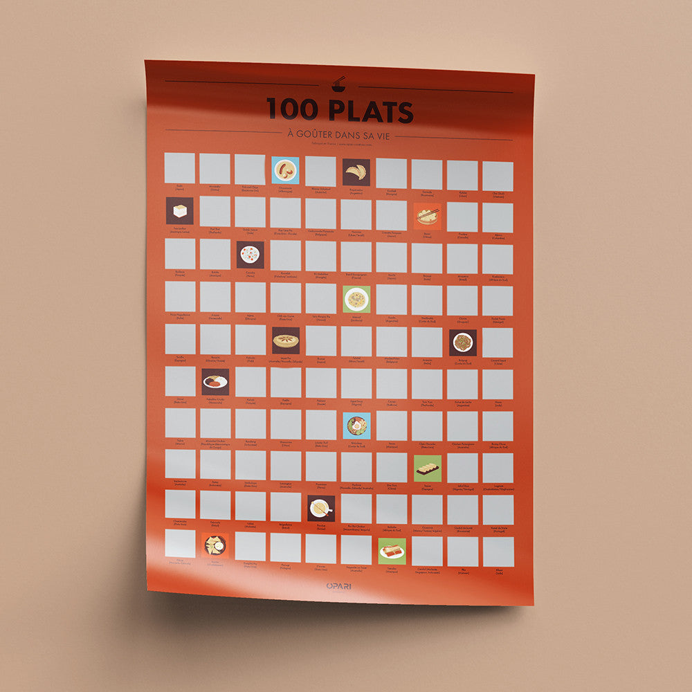 Poster à Gratter 100 Plats à Goûter dans sa Vie - Poster à Gratter