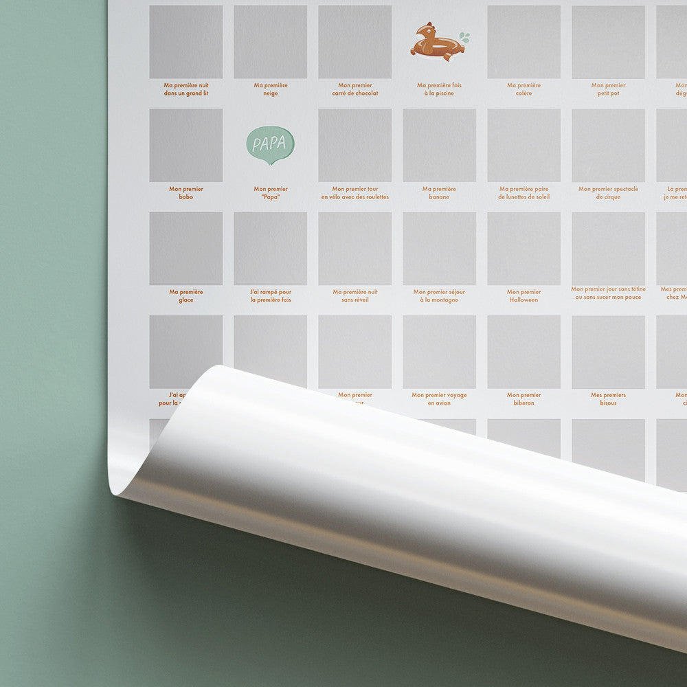 Poster à Gratter 100 Premières Fois de Bébé - Poster à Gratter