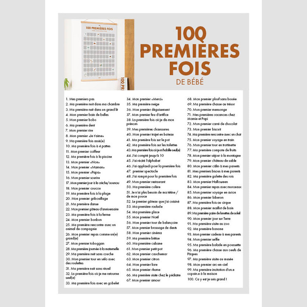 Poster à Gratter 100 Premières Fois de Bébé - Poster à Gratter