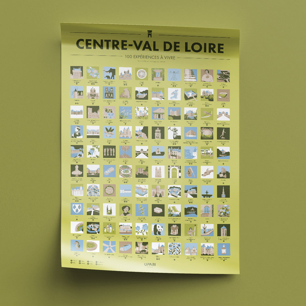 Poster à Gratter Centre-Val de Loire 100 Expériences à Vivre - Poster à Gratter