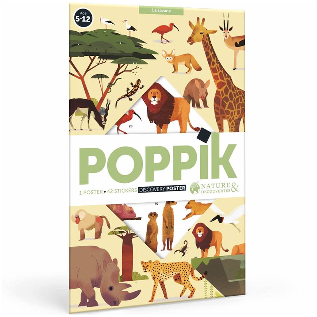 Poster géant 42 stickers la savane multi-coloured