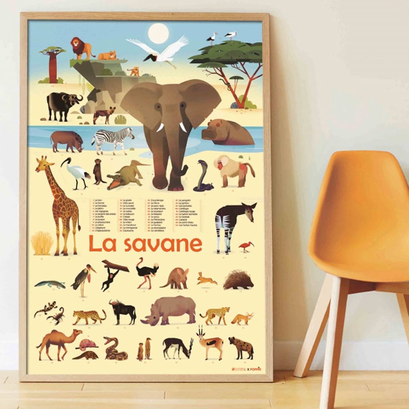 Poster géant 42 stickers la savane multi-coloured