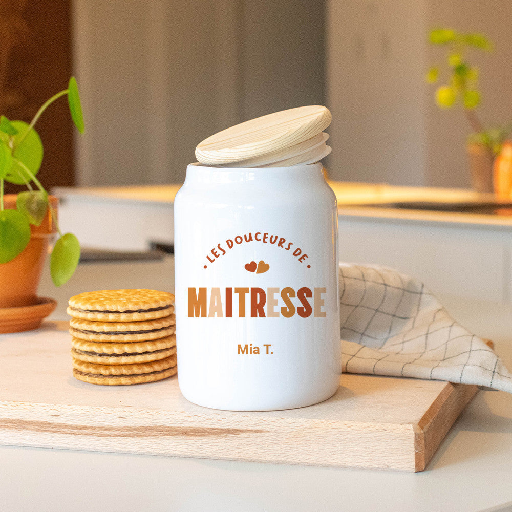 Pot à Cookies Maîtresse à Personnaliser - Boîte à gâteaux et bonbons personnalisée
