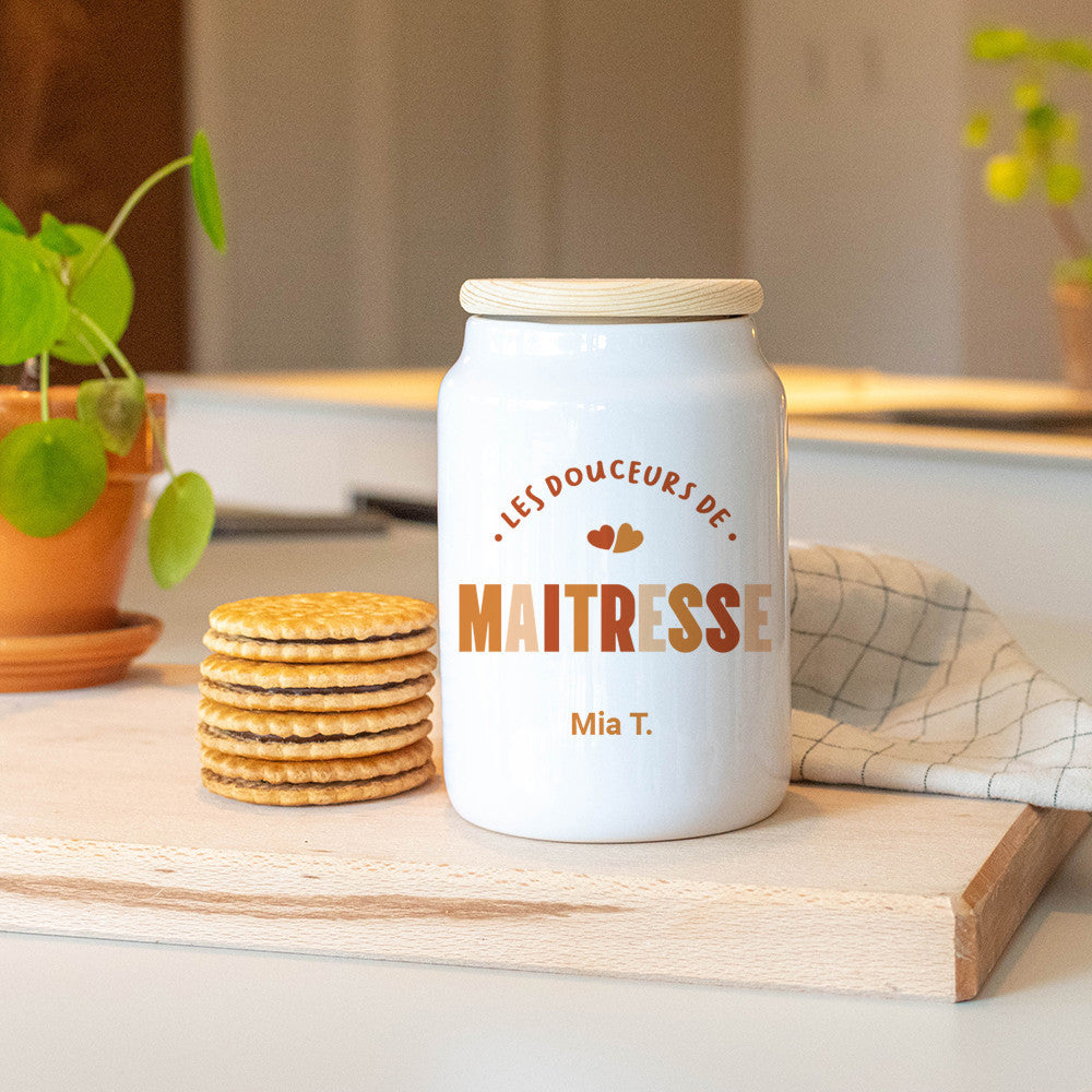 Pot à Cookies Maîtresse à Personnaliser - Boîte à gâteaux et bonbons personnalisée