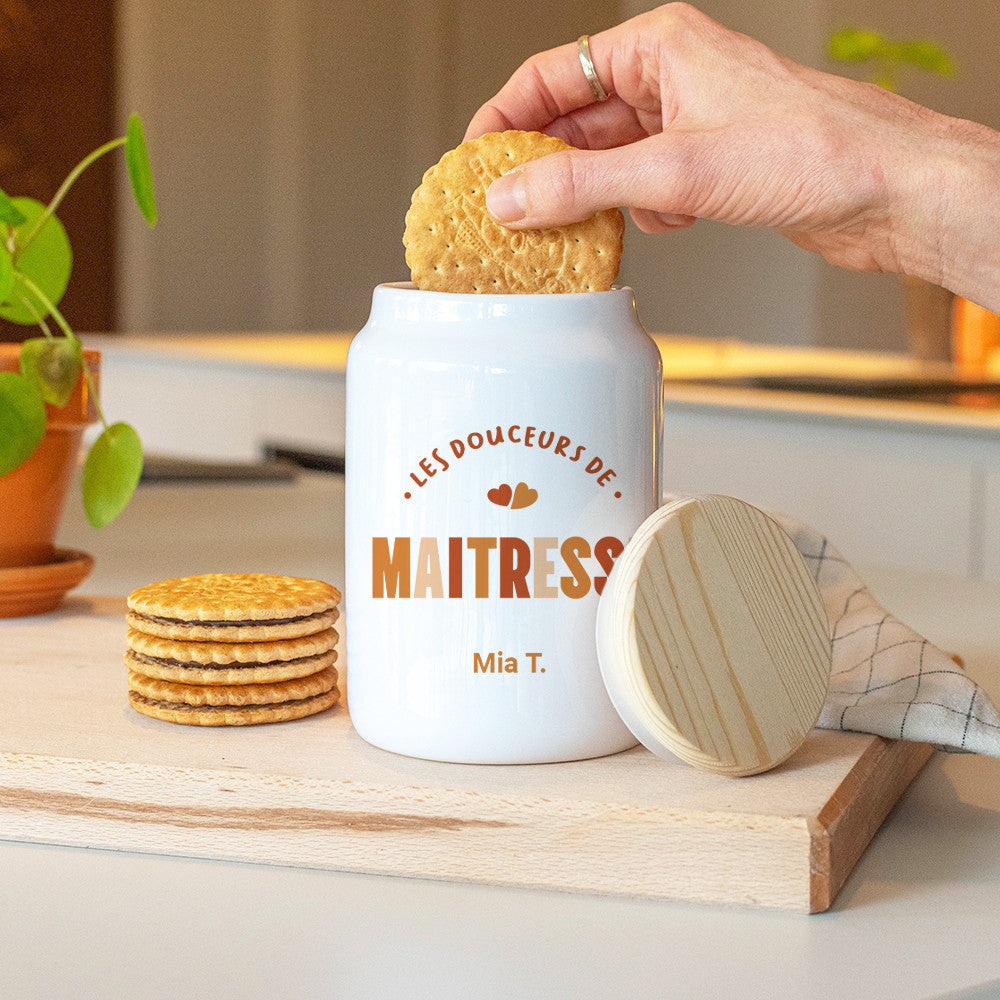 Pot à Cookies Maîtresse à Personnaliser - Boîte à gâteaux et bonbons personnalisée