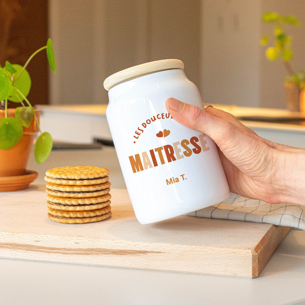 Pot à Cookies Maîtresse à Personnaliser - Boîte à gâteaux et bonbons personnalisée