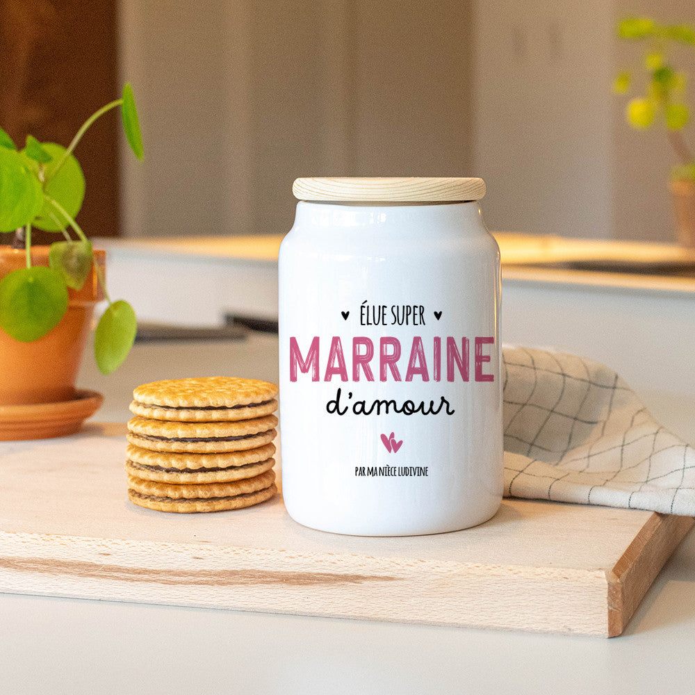 Pot à Cookies Marraine à Personnaliser - Boîte à gâteaux et bonbons personnalisée