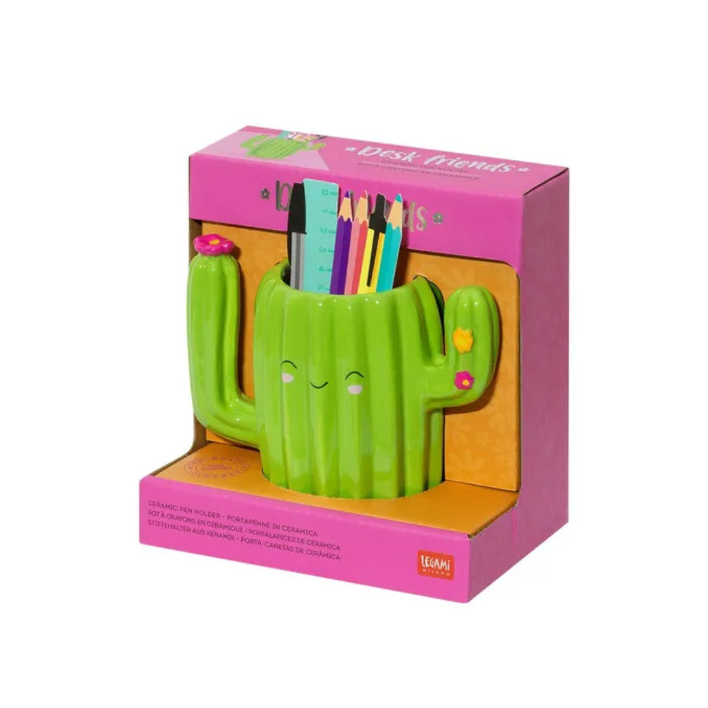 Pot à Crayons en Céramique Cactus - Fourniture de Bureau Originale