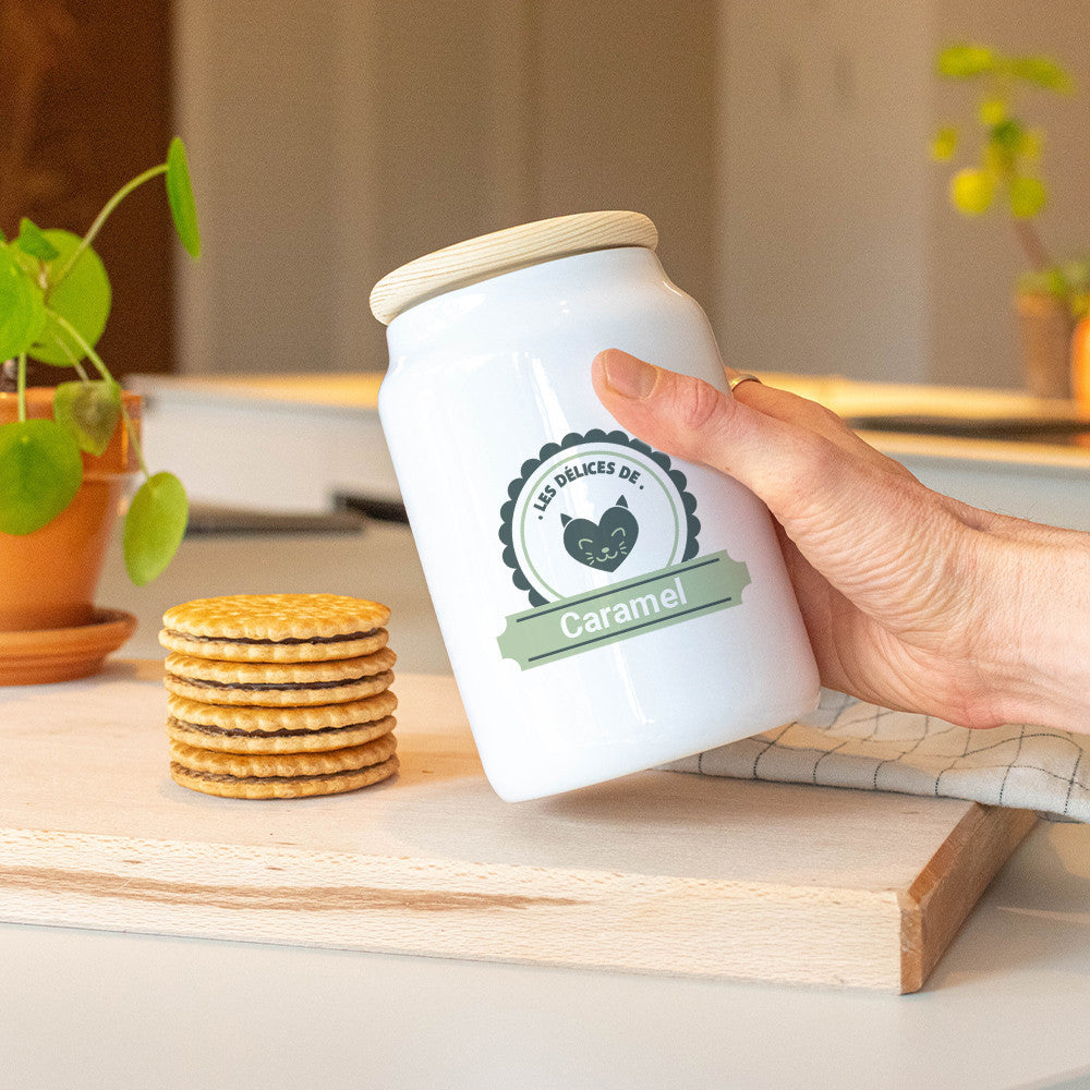 Pot à Friandises pour Chat à Personnaliser - Boîte à gâteaux et bonbons personnalisée