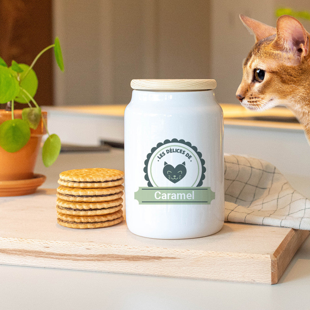 Pot à Friandises pour Chat à Personnaliser - Boîte à gâteaux et bonbons personnalisée