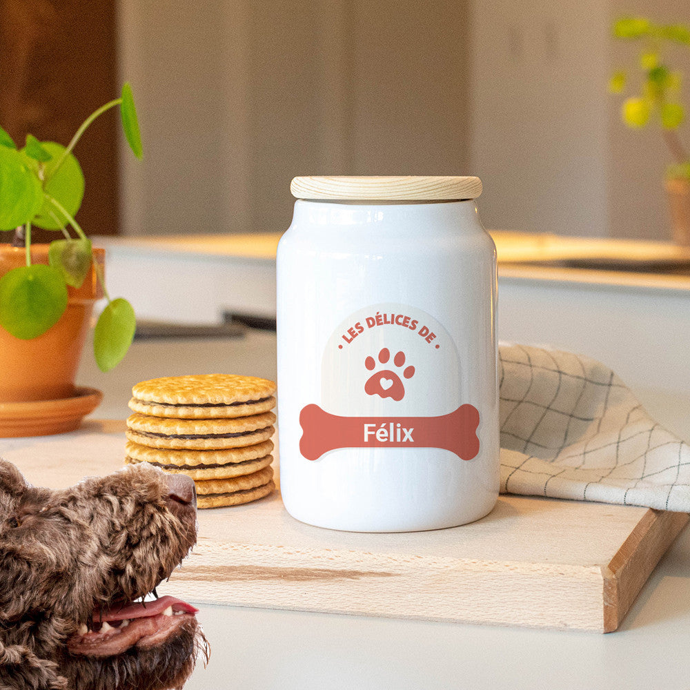 Pot à Friandises pour Chien à Personnaliser - Boîte à gâteaux et bonbons personnalisée