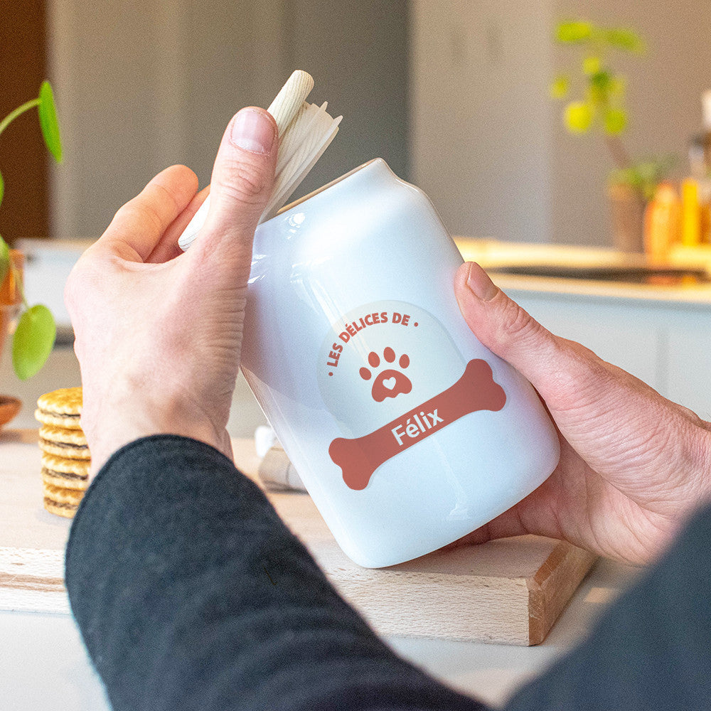Pot à Friandises pour Chien à Personnaliser - Boîte à gâteaux et bonbons personnalisée