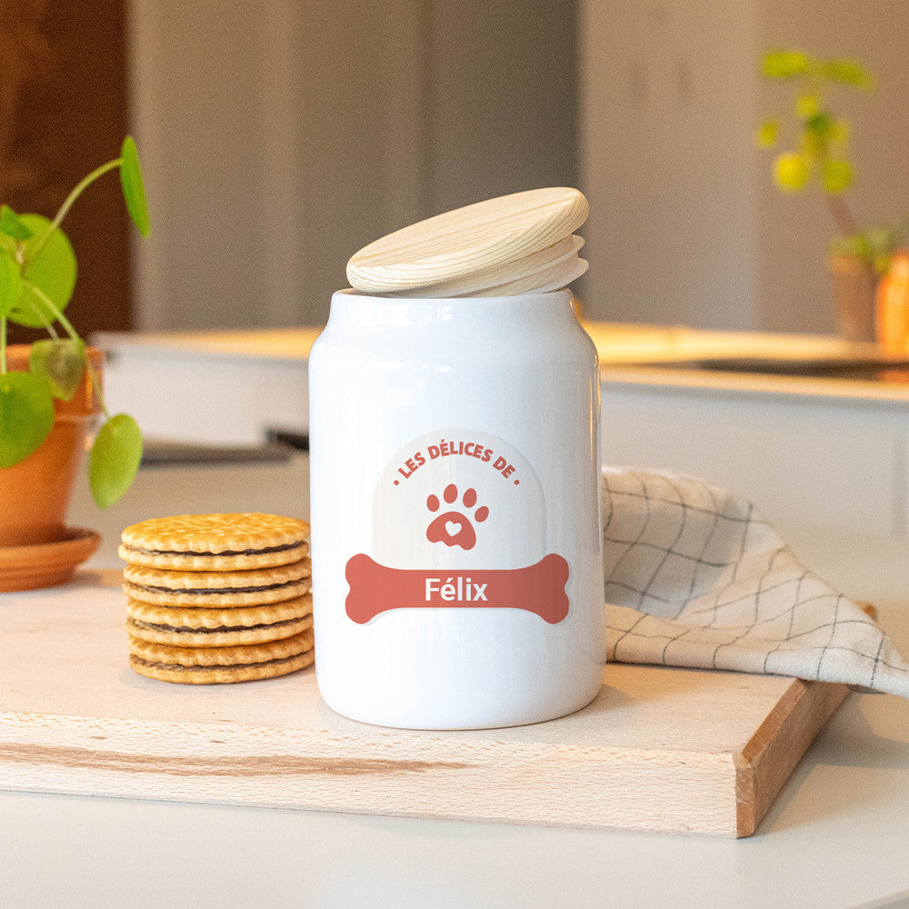 Pot à Friandises pour Chien à Personnaliser - Boîte à gâteaux et bonbons personnalisée