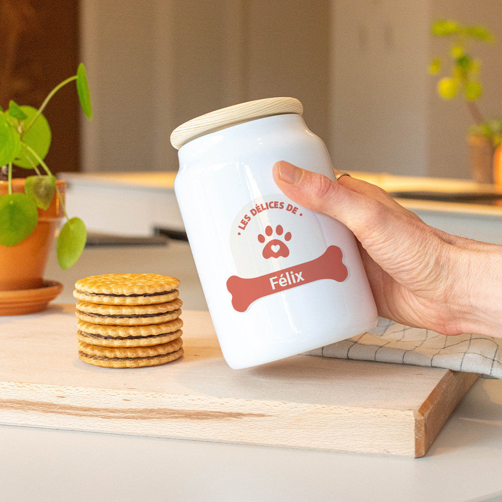 Pot à Friandises pour Chien à Personnaliser - Boîte à gâteaux et bonbons personnalisée