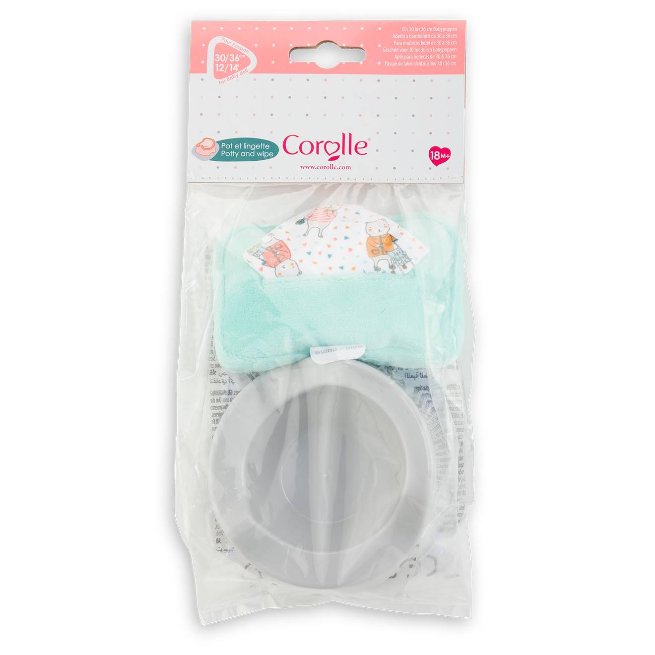 Pot et lingette pour poupon 30 et 36 cm multicolore