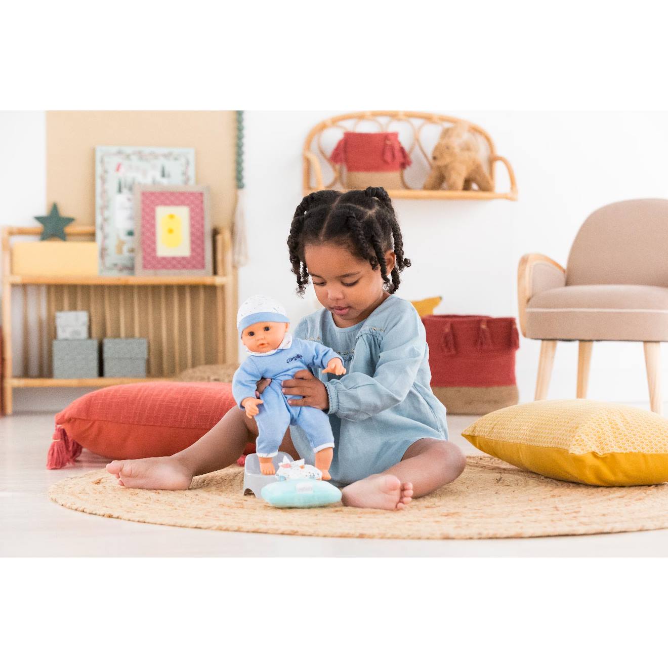 Pot et lingette pour poupon 30 et 36 cm multicolore