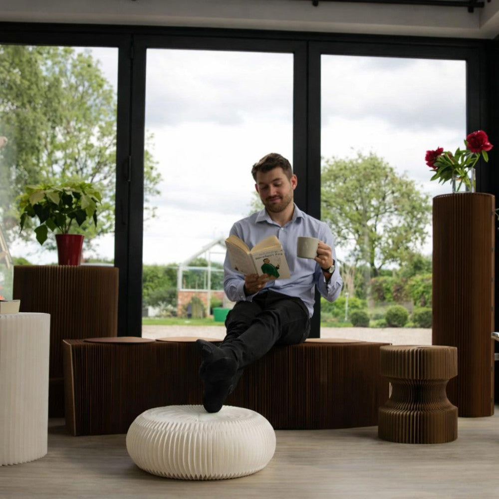 Pouf en Kraft Pliable Noir - Poufs et Tabourets Originaux