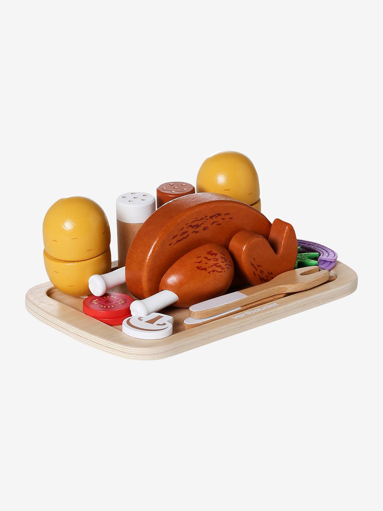Poulet rôti et accessoires en bois FSC jaune