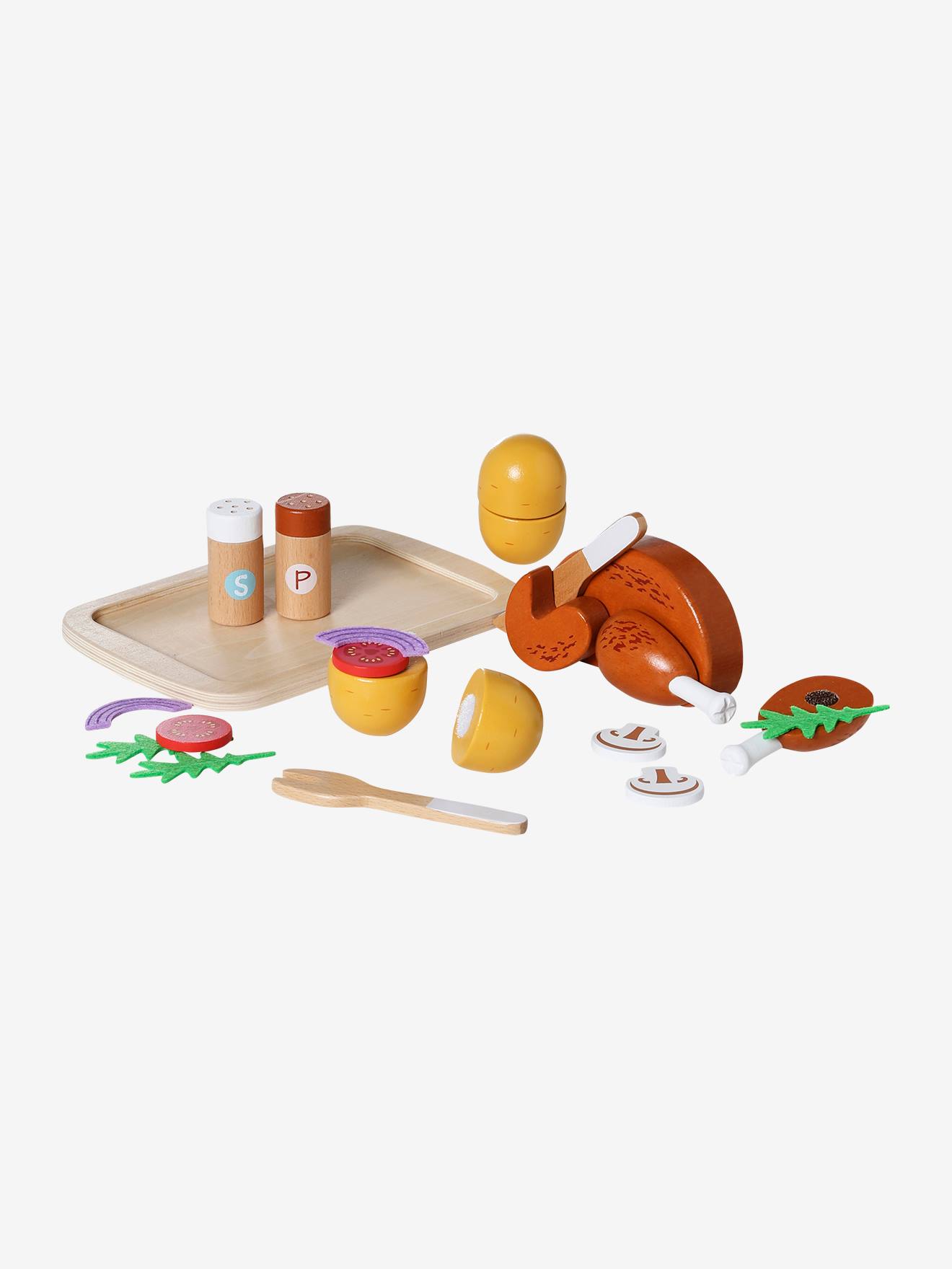 Poulet rôti et accessoires en bois FSC jaune