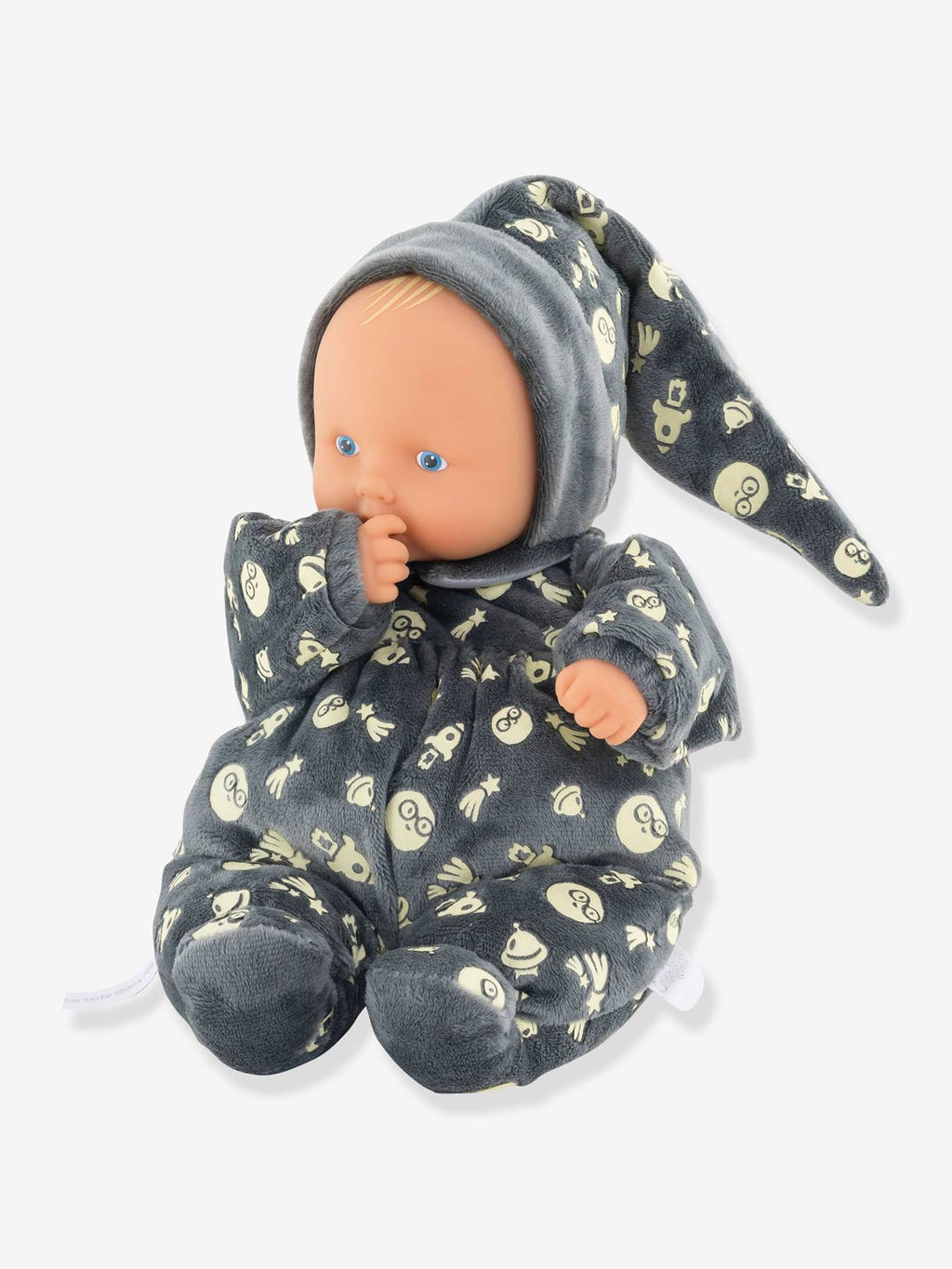 Poupée babipouce brille dans la nuit gris fonce uni avec decor