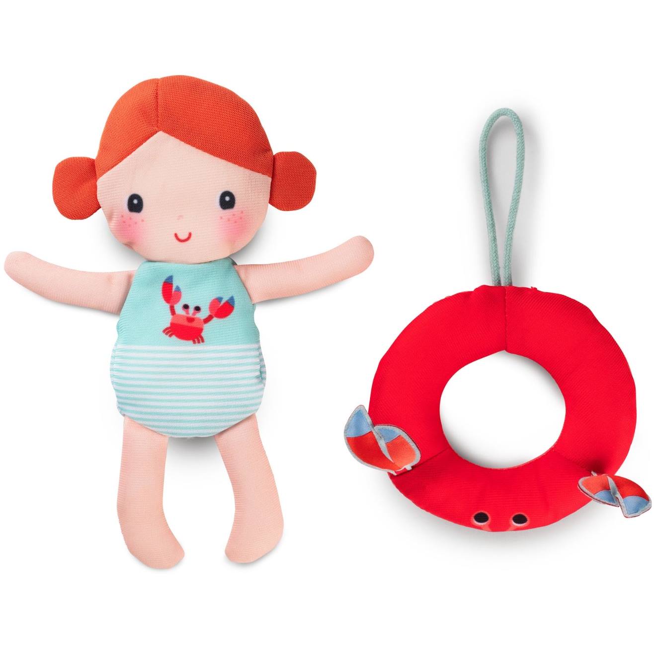 Poupée de bain axelle orange, rouge, vert d'eau