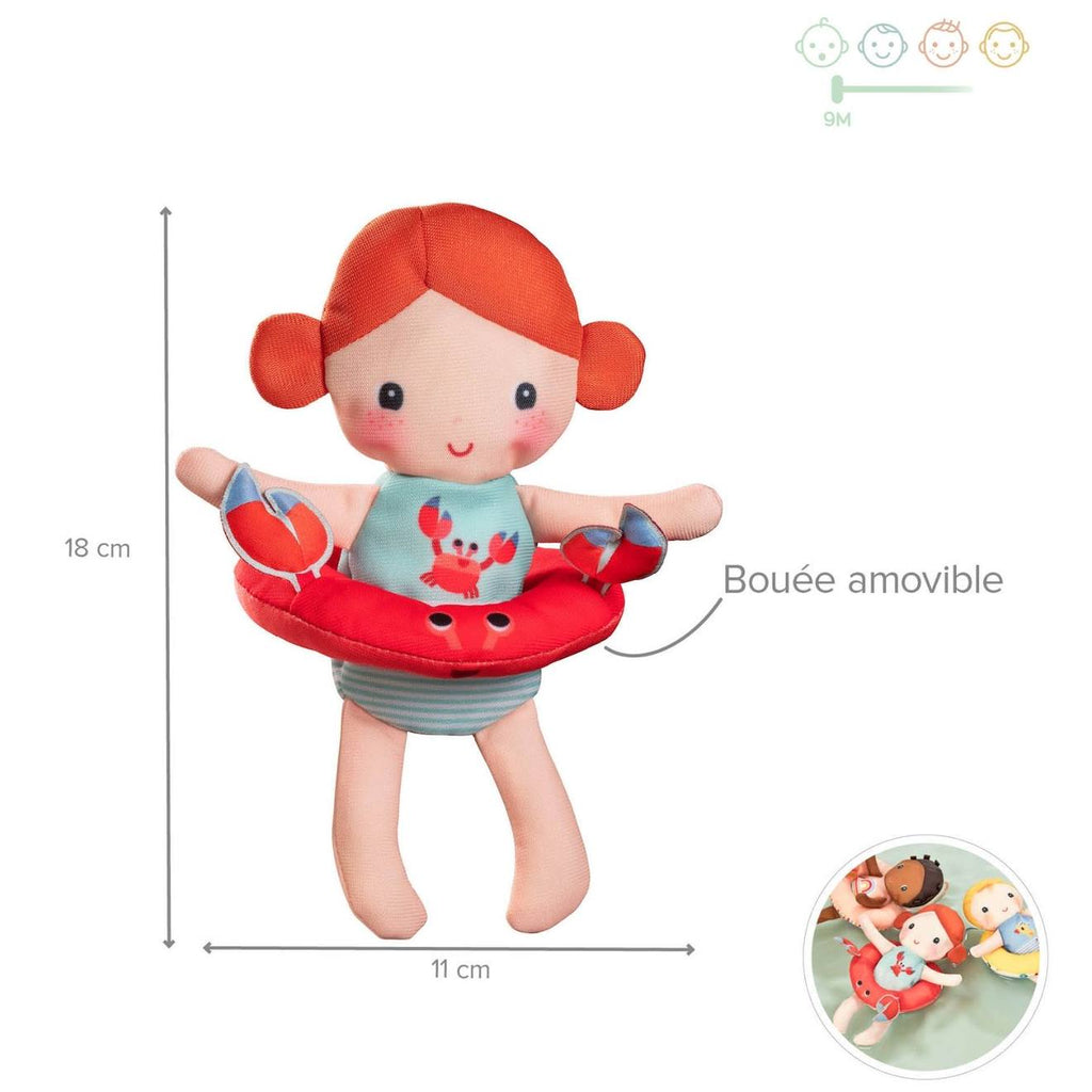Poupée de bain axelle orange, rouge, vert d'eau