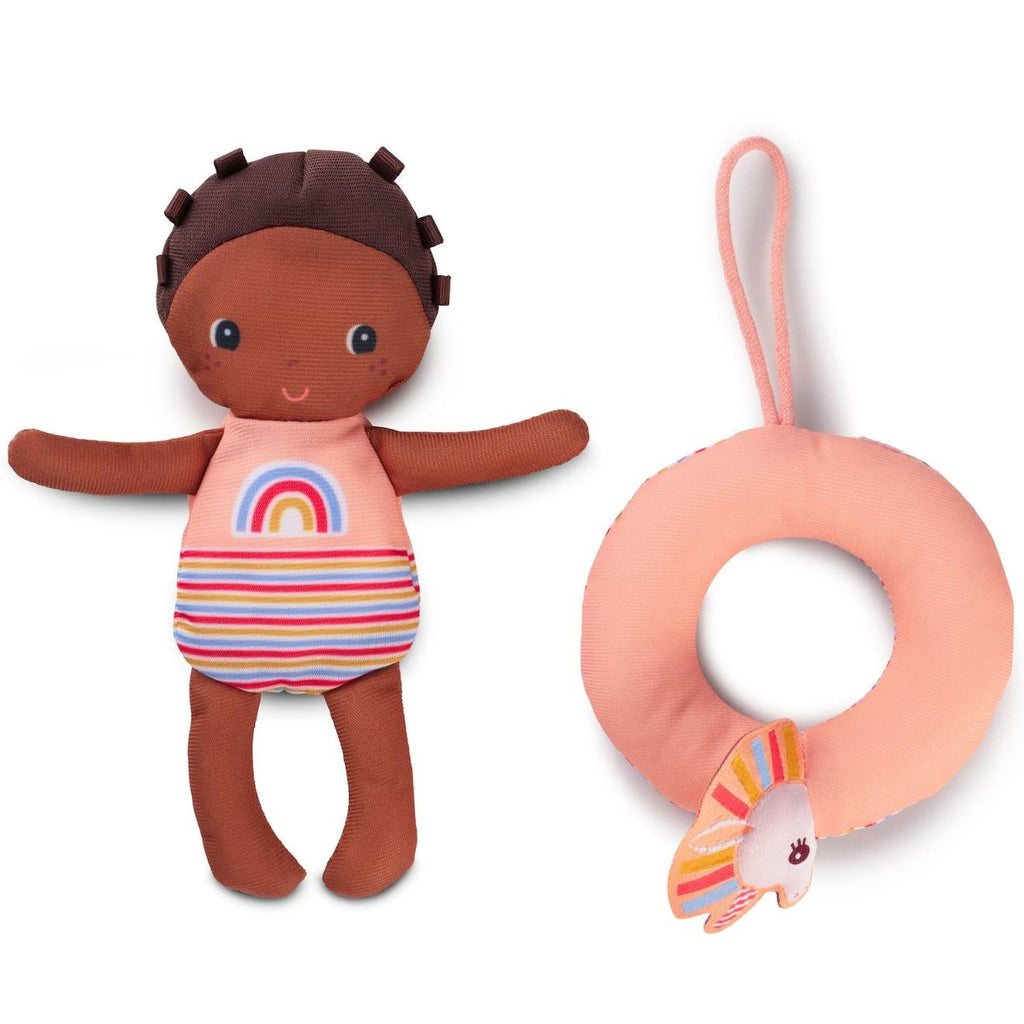 Poupée de bain axelle marron, rose