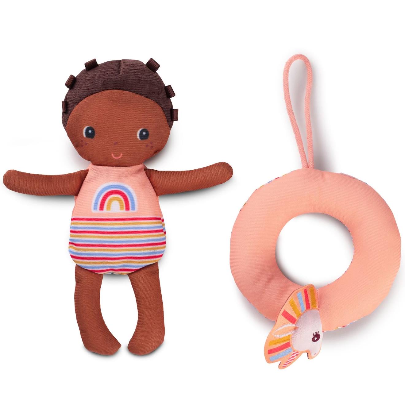 Poupée de bain axelle marron, rose