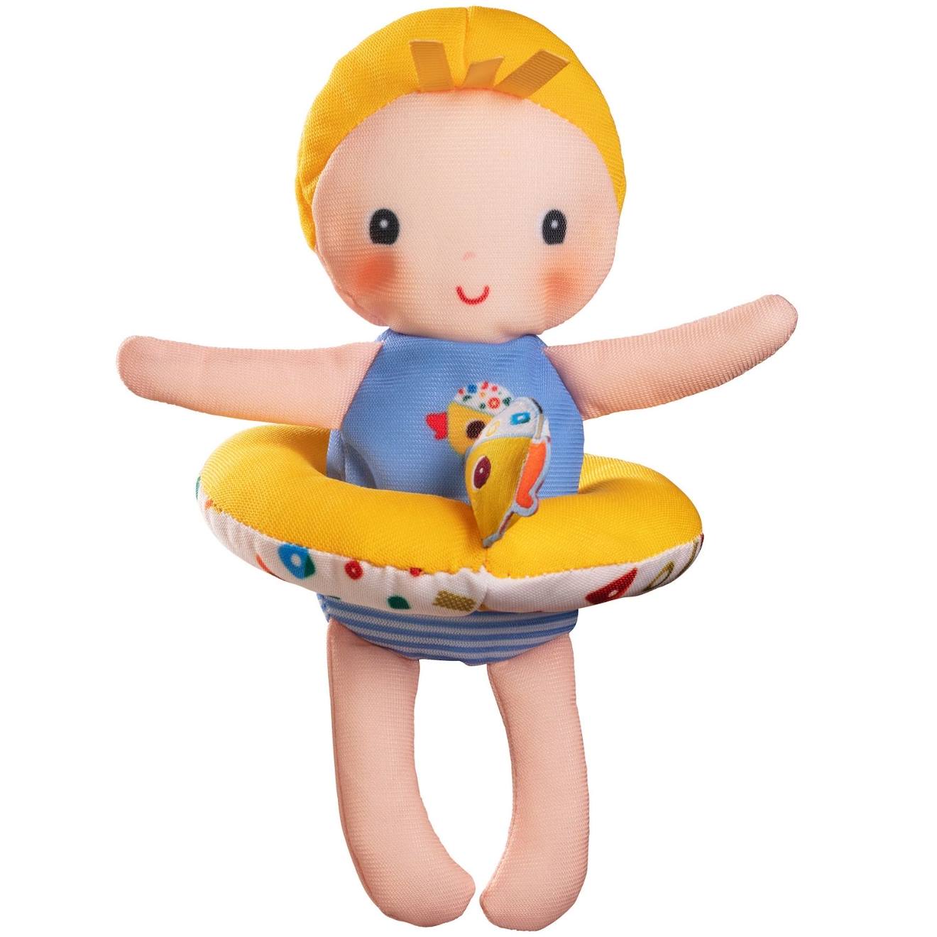 Poupée de bain axelle bleu, jaune, saumon