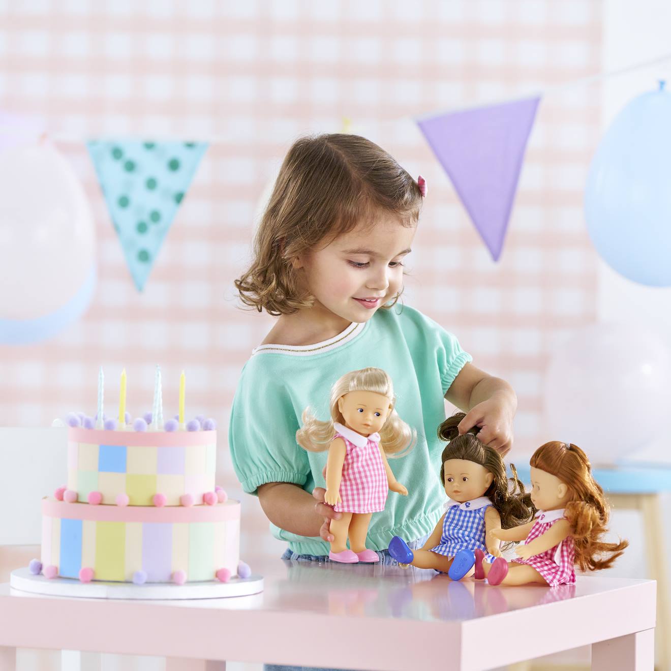 Poupée mini corolline rosy - vichy multicolore