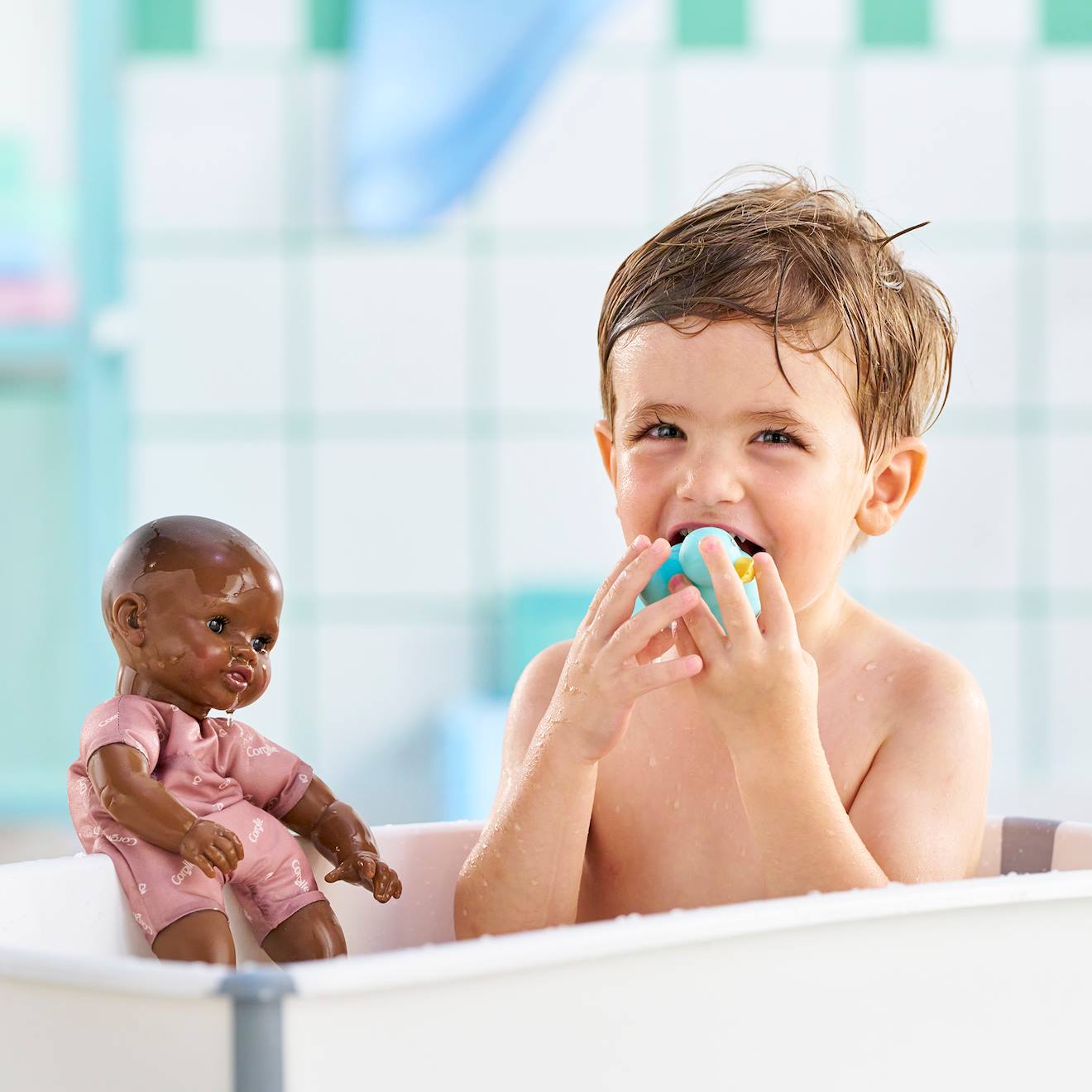 Poupon bébé bain alyzée - canard multicolore