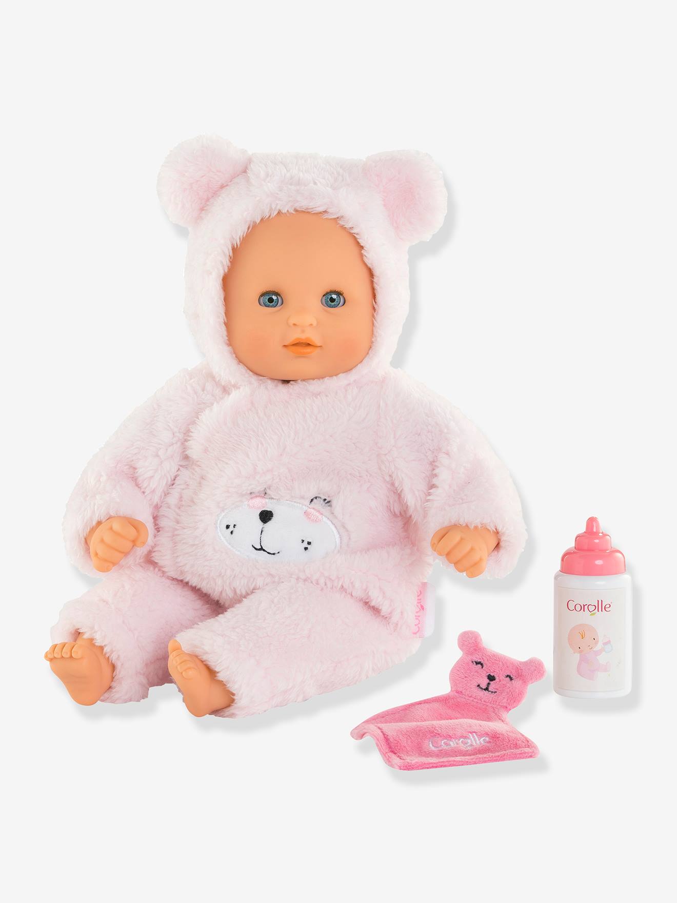 Poupon bébé câlin ourson d'amour - rose