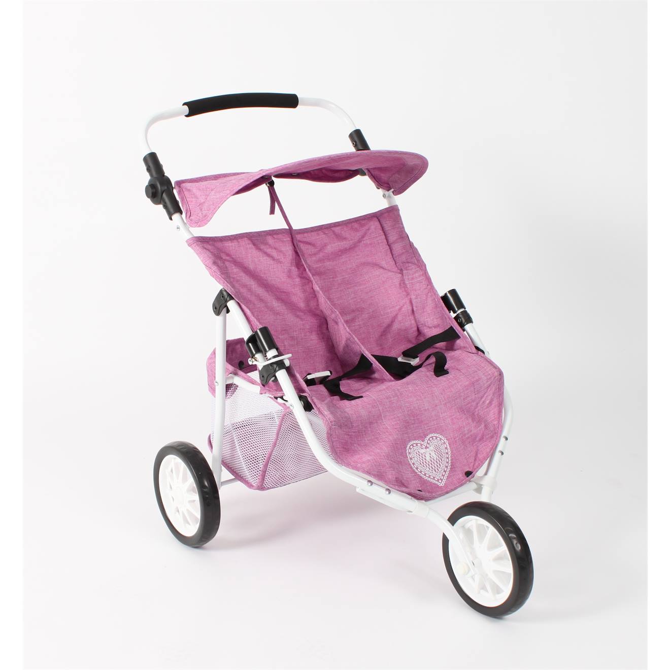 Poussette jogger 3 roues pour poupées jumelles multicolore