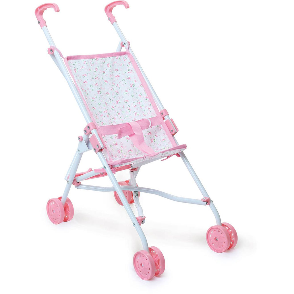 Poussette pour poupée petites fleurs rose