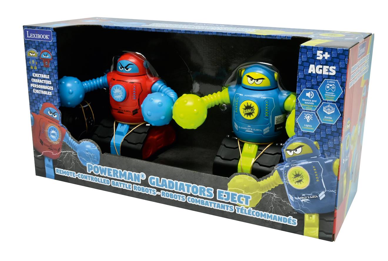 Powerman® fighters – ensemble de 2 robots combattants avec figurines éjectables, effets de lumière et de son multicolore