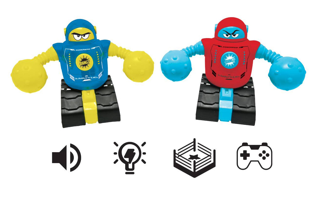 Powerman® fighters – ensemble de 2 robots combattants avec figurines éjectables, effets de lumière et de son multicolore