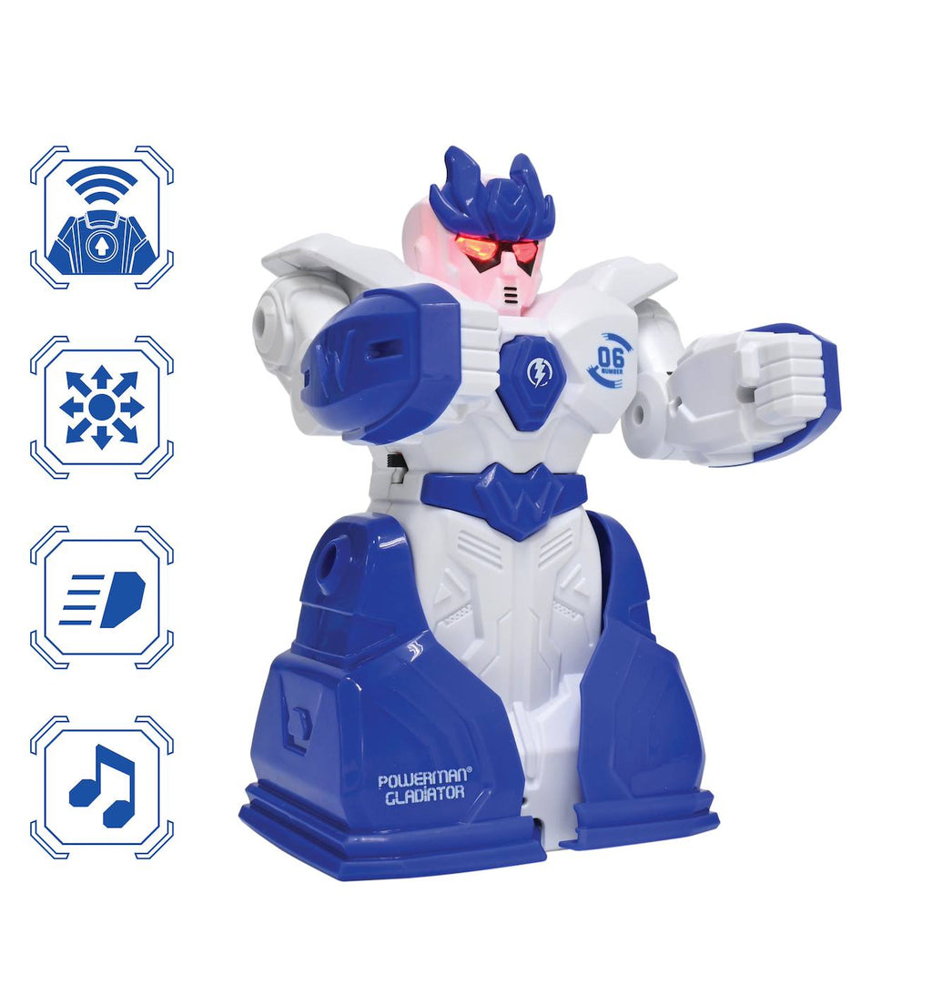 Powerman gladiator robots combattants avec télécommande bleu