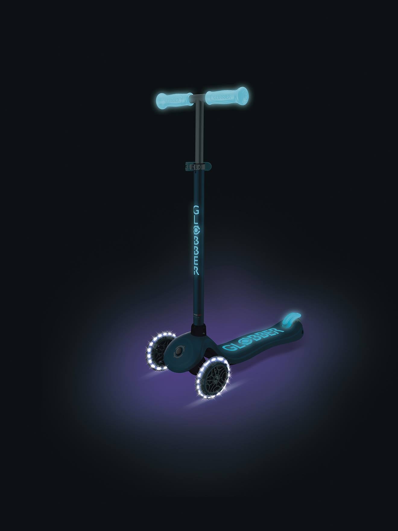 Primo foldable lights - trottinette pliable lumineuse à 3 roues - bleu pétrole