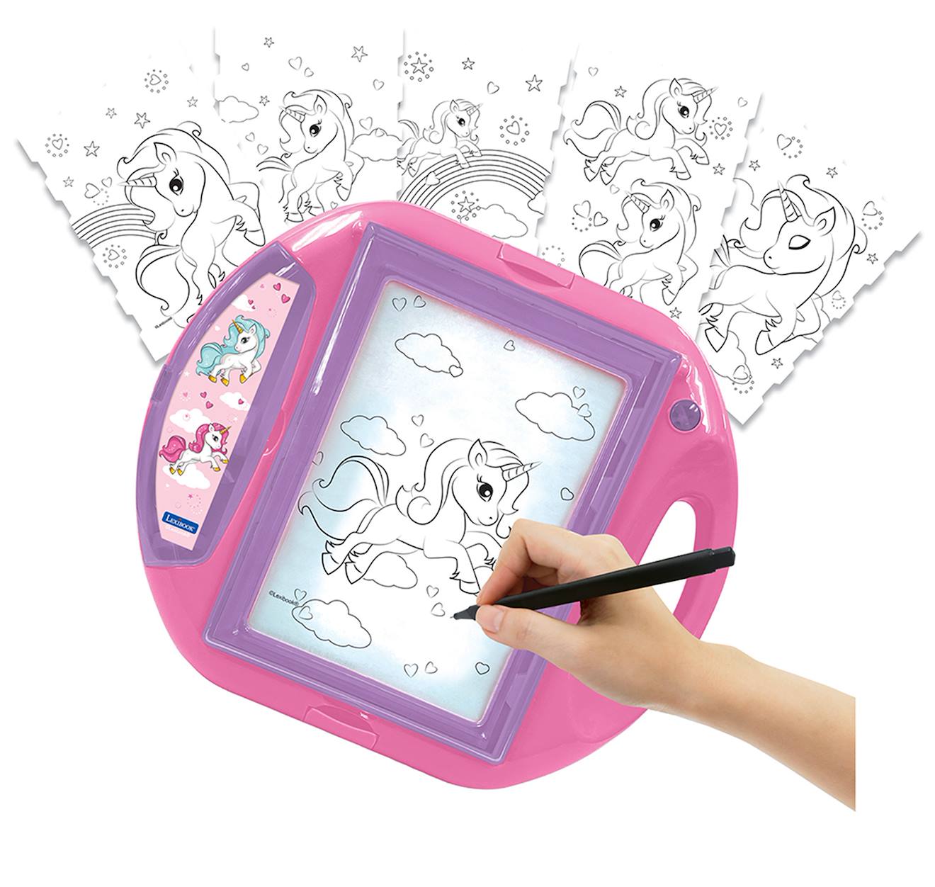 Projecteur à dessin licorne avec modèles et tampons rose