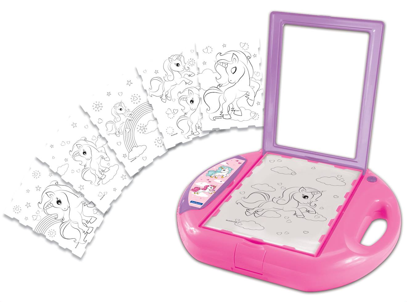 Projecteur à dessin licorne avec modèles et tampons rose